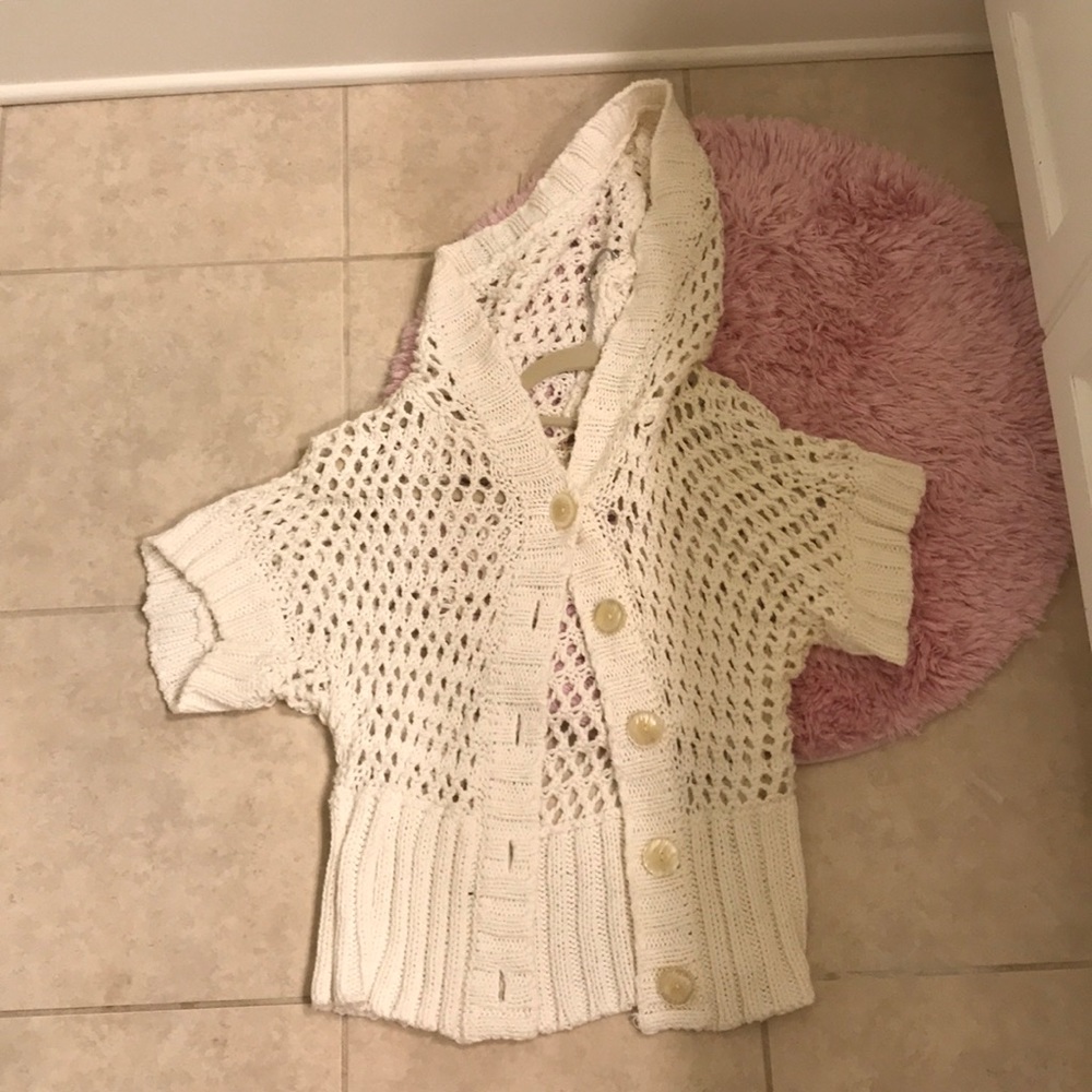 FREE PEOPLE BUTTON UP HOODED SWEATER SIZE SMALL